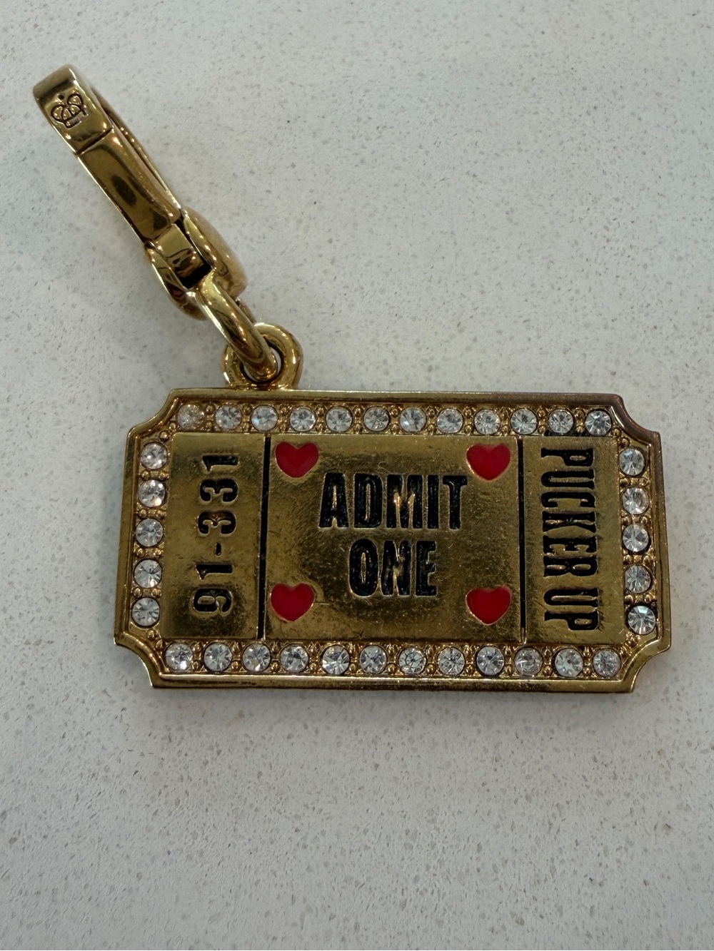 Vintage Juicy Couture Golden Ticket Kissing Booth Pave Charm